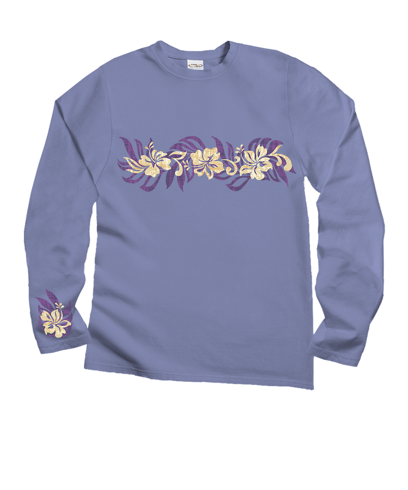 Oceania Stripe - Lavender Dyed Long Sleeve Crewneck T-Shirt