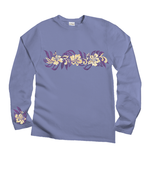 Oceania Stripe - Lavender Dyed Long Sleeve Crewneck T-Shirt