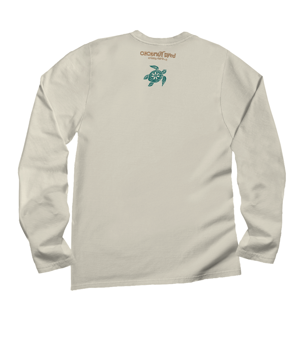 Retro Honu Floral - Coconut Dyed Long Sleeve Crewneck T-Shirt