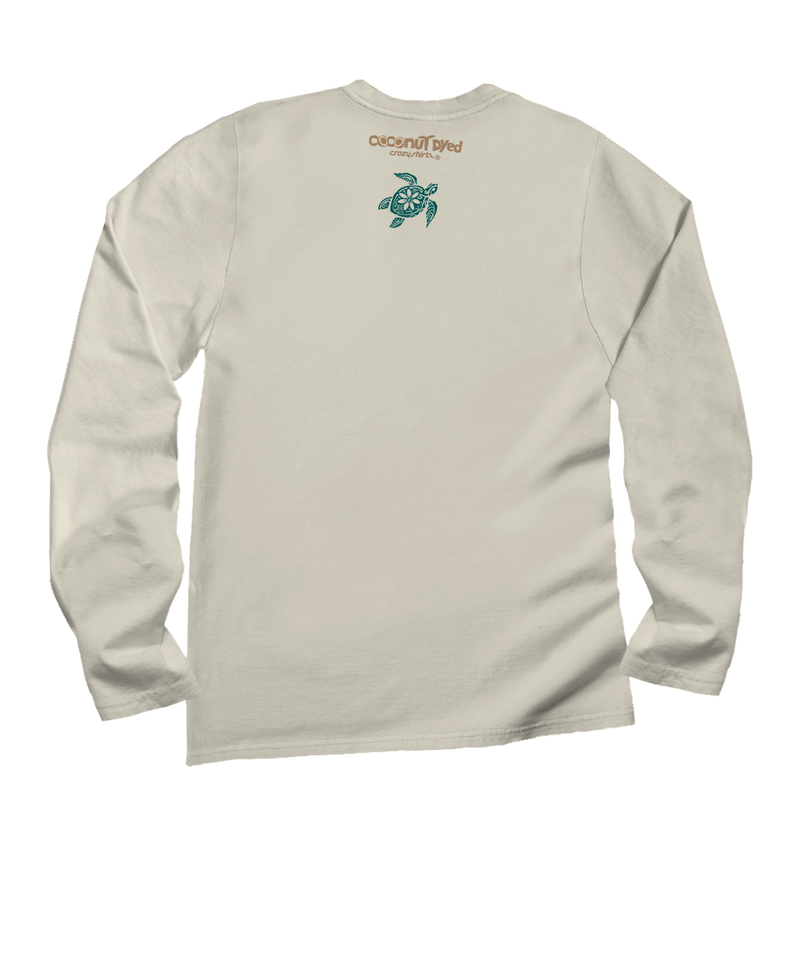 Retro Honu Floral - Coconut Dyed Long Sleeve Crewneck T-Shirt