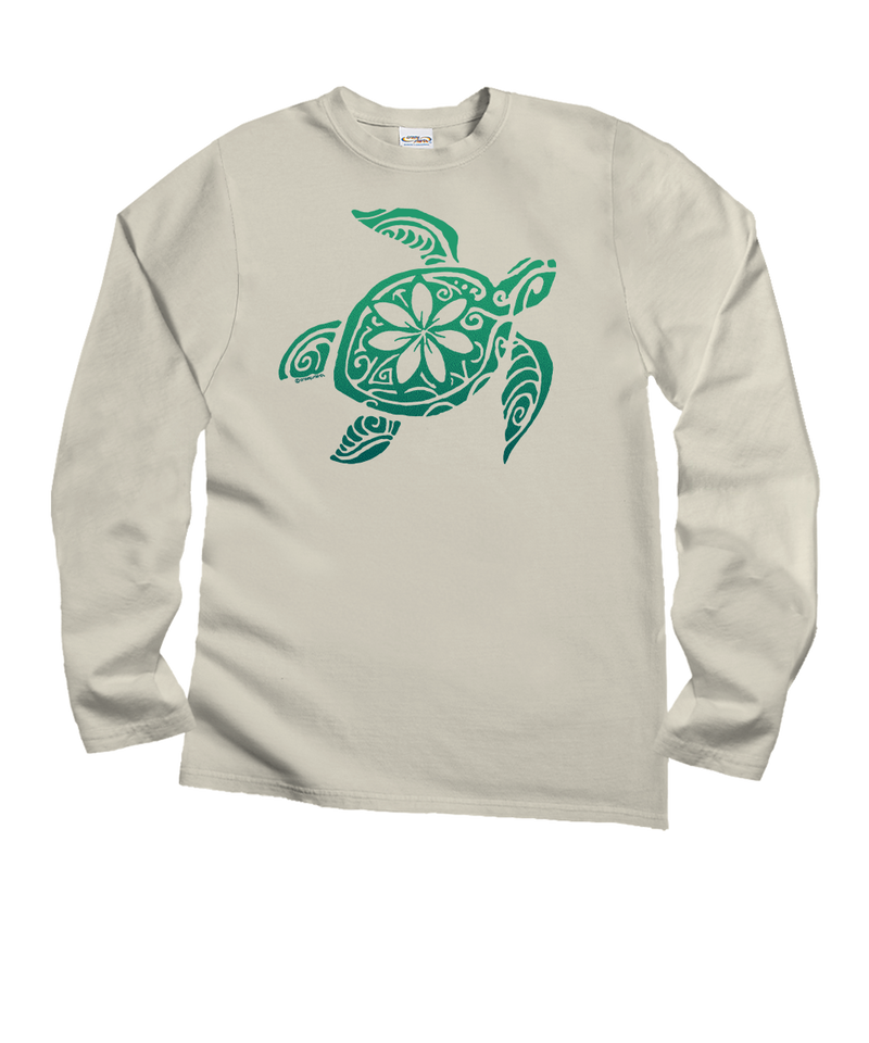 Retro Honu Floral - Coconut Dyed Long Sleeve Crewneck T-Shirt