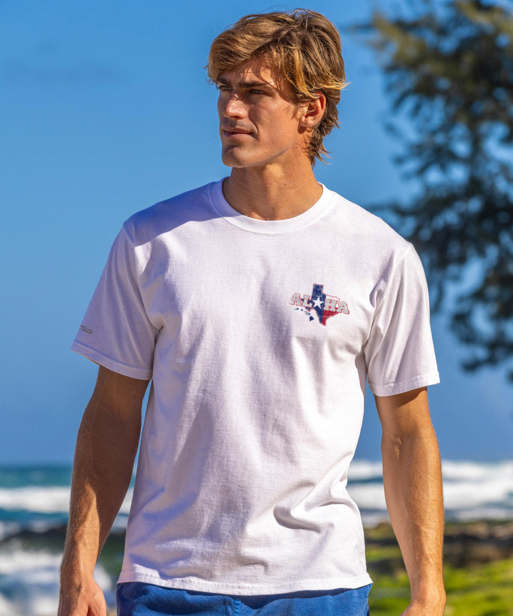 Aloha For Texas - White Short Sleeve Crewneck T-Shirt