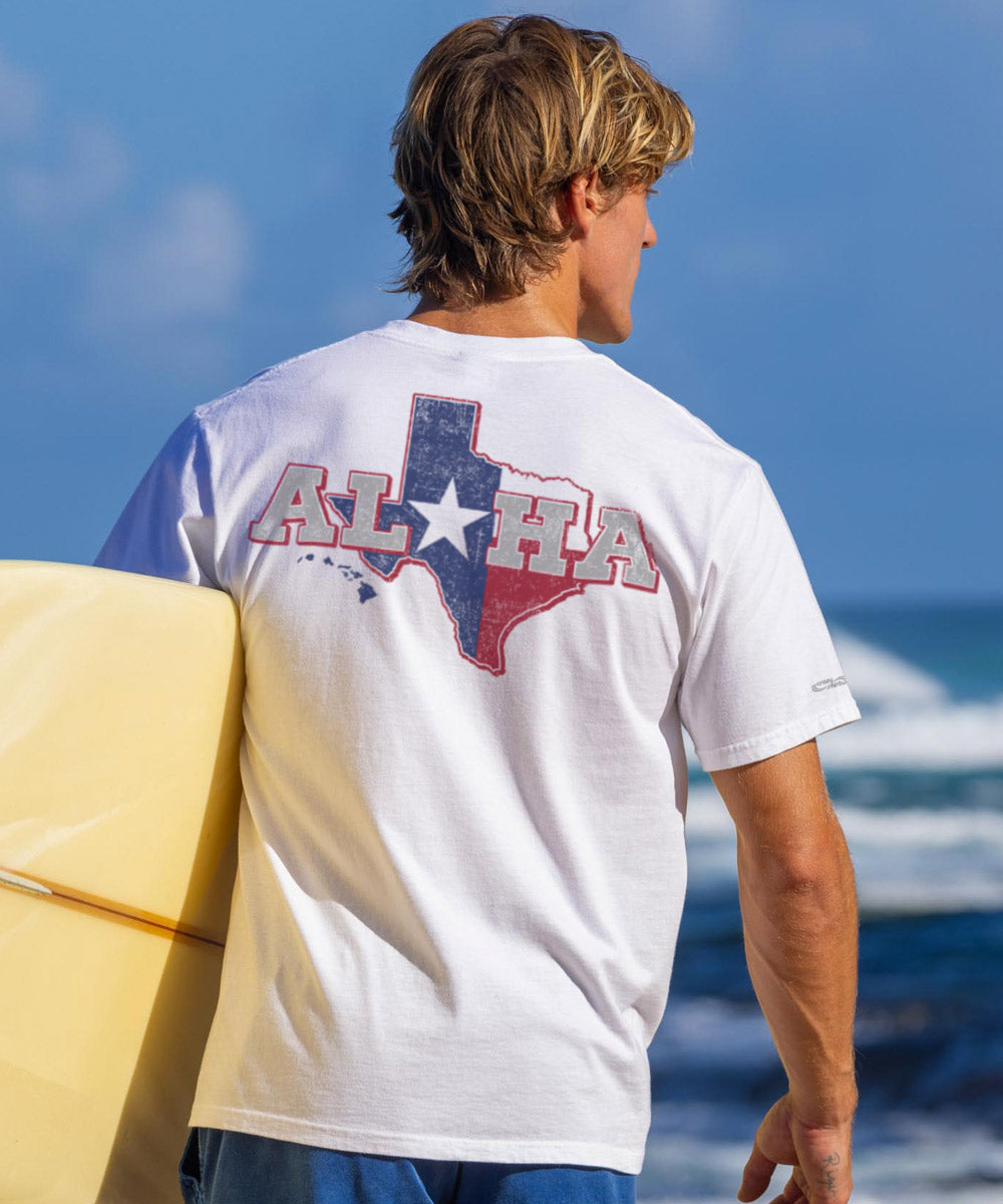 Aloha For Texas - White Short Sleeve Crewneck T-Shirt