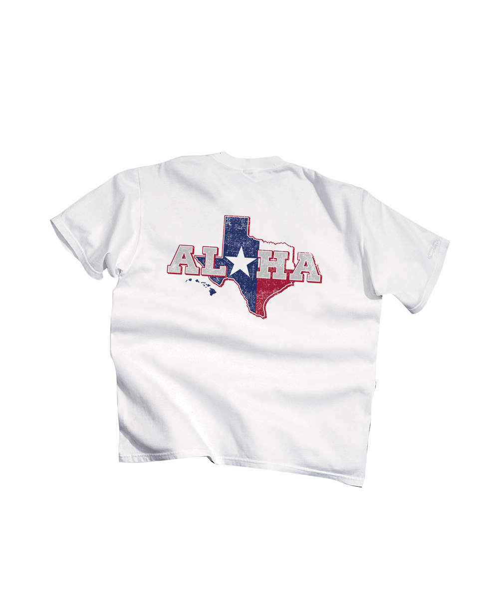 Aloha For Texas - White Short Sleeve Crewneck T-Shirt