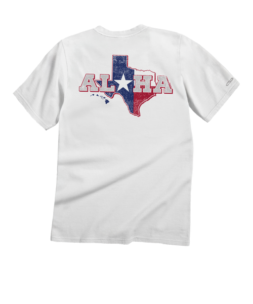 Aloha For Texas - White Short Sleeve Crewneck T-Shirt Aloha For Texas - White Short Sleeve Crewneck T-Shirt