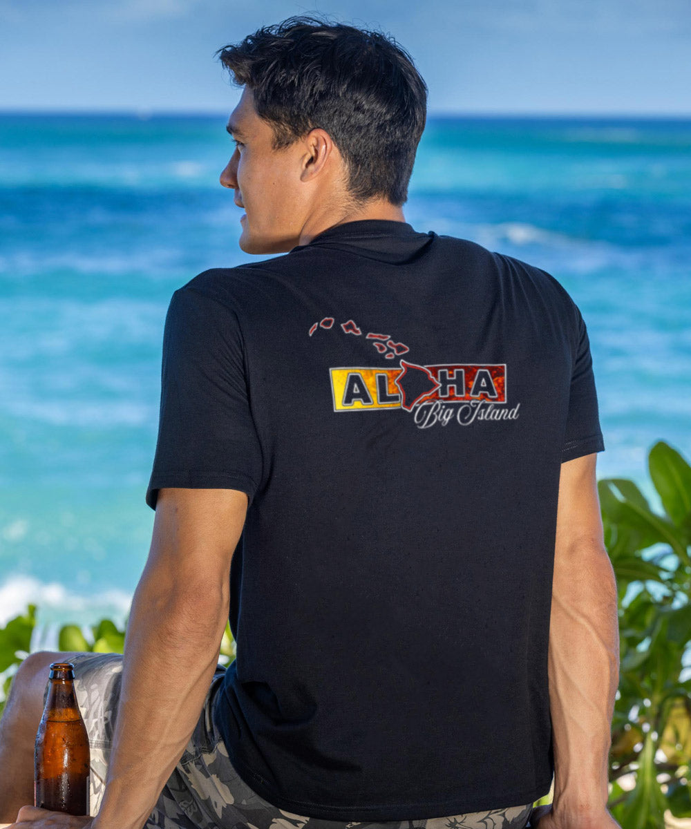 Aloha For Big Island - Black Short Sleeve Crewneck T-Shirt