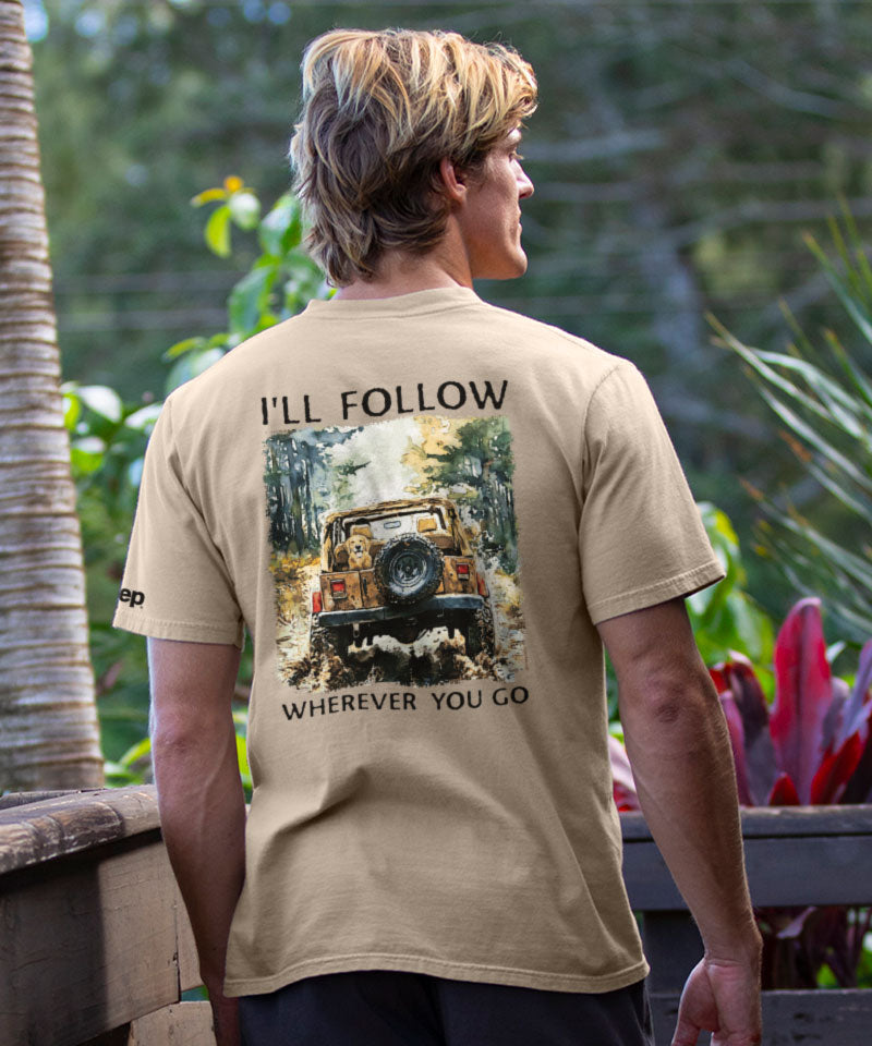 Jeep I&#x27;ll Follow - Kona Coffee Dyed Short Sleeve Crewneck T-Shirt
