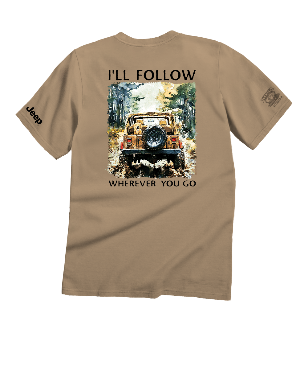 Jeep I&#x27;ll Follow - Kona Coffee Dyed Short Sleeve Crewneck T-Shirt