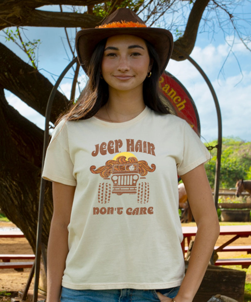 Jeep Hair Don&#x27;t Care - Coconut Dyed Short Sleeve Crewneck T-Shirt