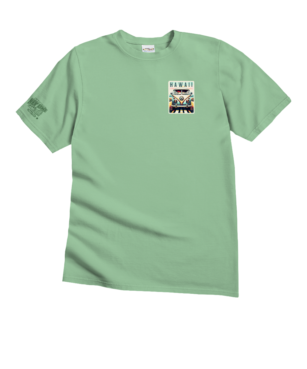 Volkswagen Nostalgic Scenic Drive - Key Lime Dyed Short Sleeve Crewneck T-Shirt