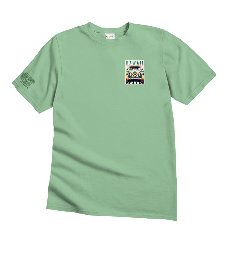 Volkswagen Nostalgic Scenic Drive - Key Lime Dyed Short Sleeve Crewneck T-Shirt - View 4