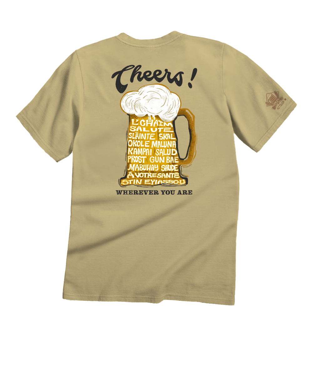 Cheers Around The World - Beer Dyed Short Sleeve Crewneck T-Shirt