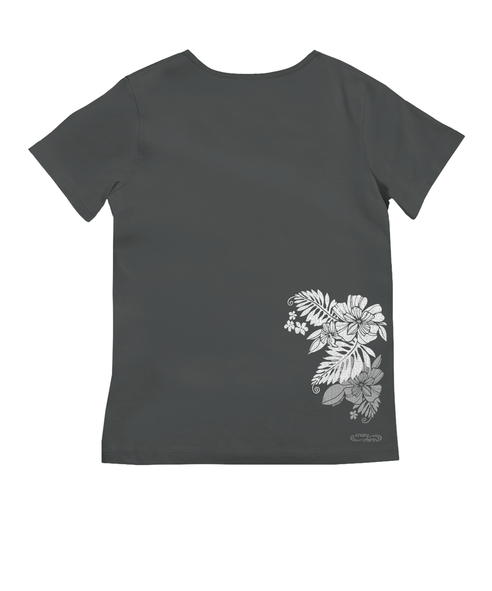 Kalei - Graphite Short Sleeve Pima V-Neck T-Shirt