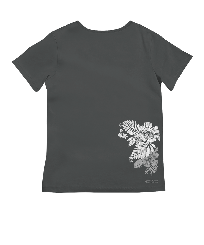 Kalei - Graphite Short Sleeve Pima V-Neck T-Shirt