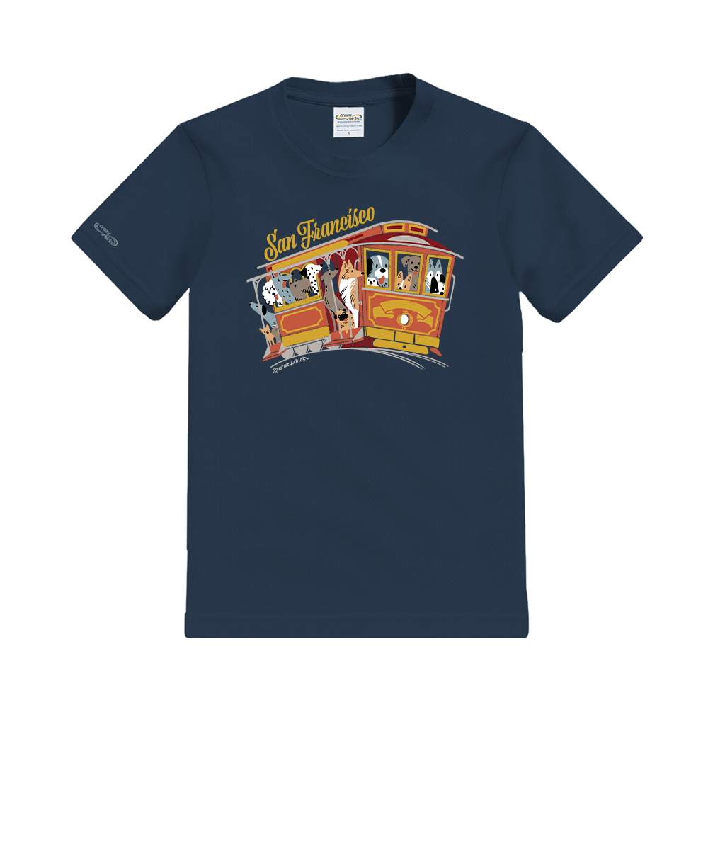 Dog Trolley - Navy Short Sleeve Crewneck T-Shirt