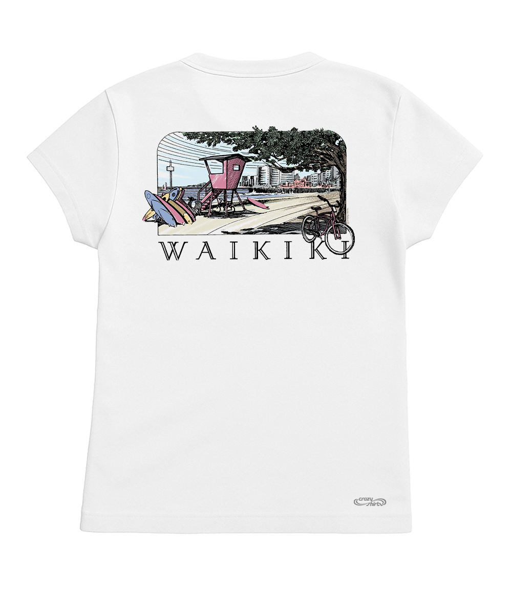 Waikiki Beach - White Short Sleeve Crewneck T-Shirt