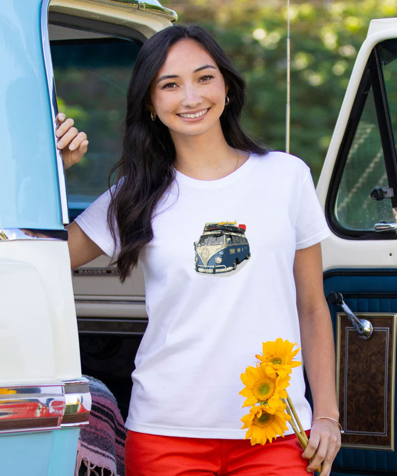 Volkswagen California Road Trip - White Short Sleeve Crewneck T-Shirt - View 3