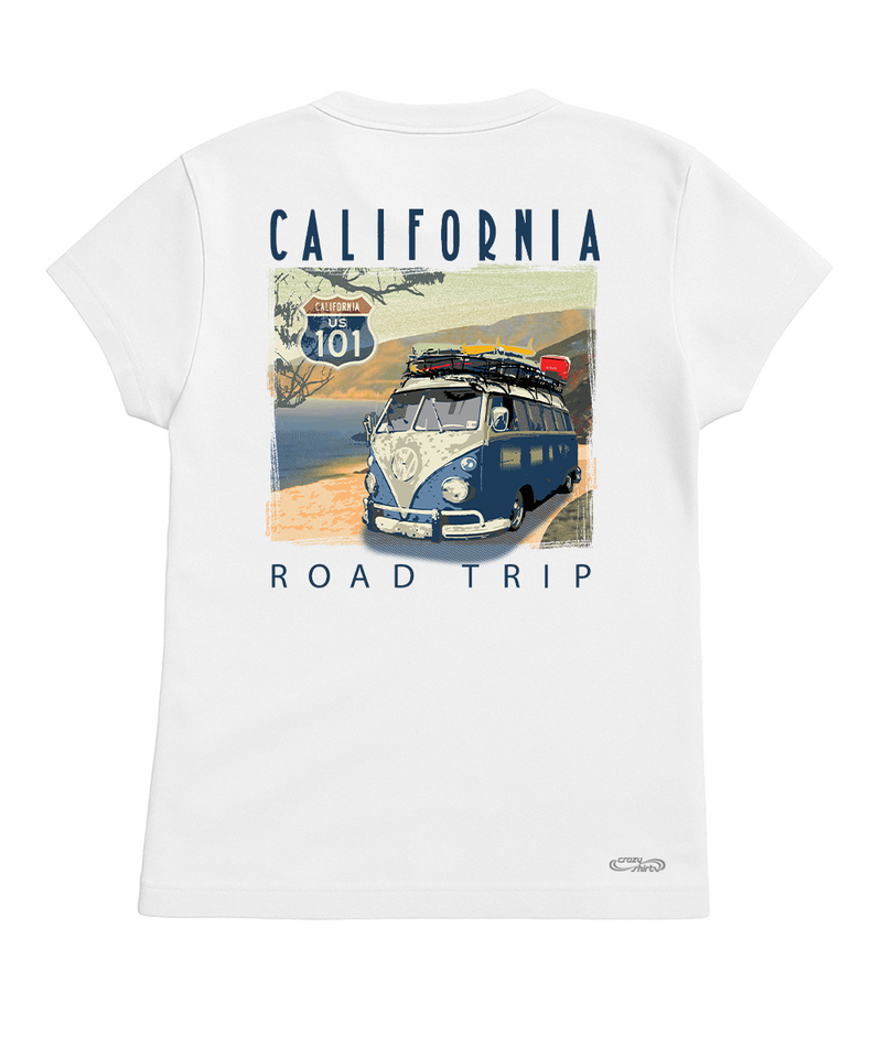 Volkswagen California Road Trip - White Short Sleeve Crewneck T-Shirt - View 1