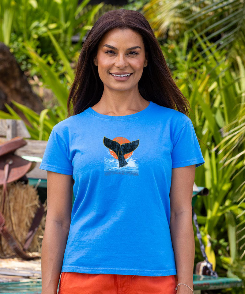 Whale Fluke Block - Blue Hawaii Dyed Short Sleeve Crewneck T-Shirt