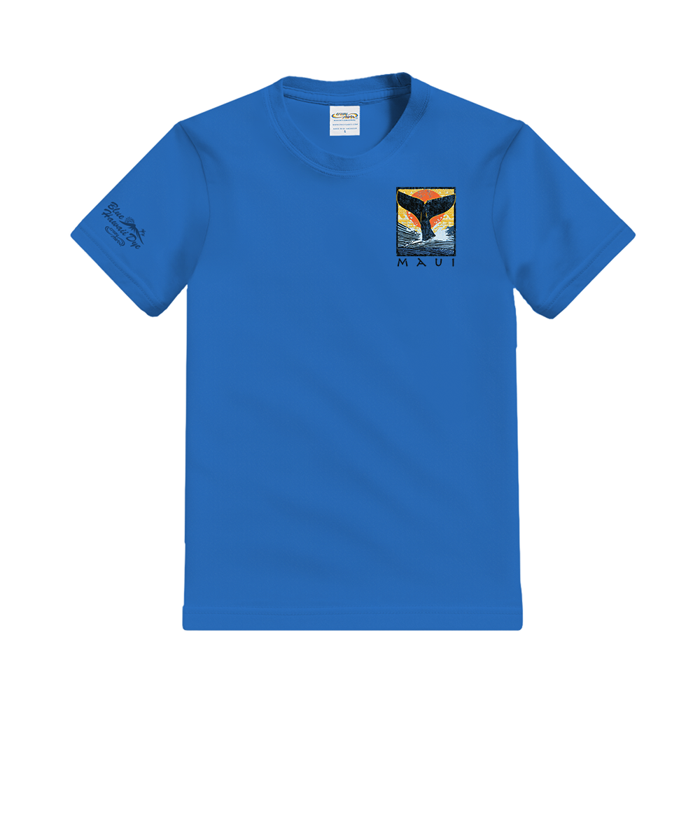 Whale Fluke Block - Blue Hawaii Dyed Short Sleeve Crewneck T-Shirt