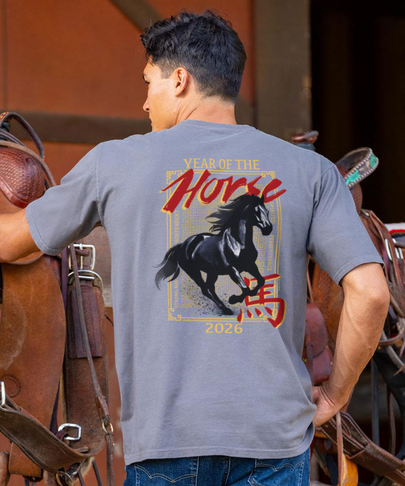 Year Of The Horse 2026 - Crater Dyed® Short Sleeve Crewneck T-Shirt