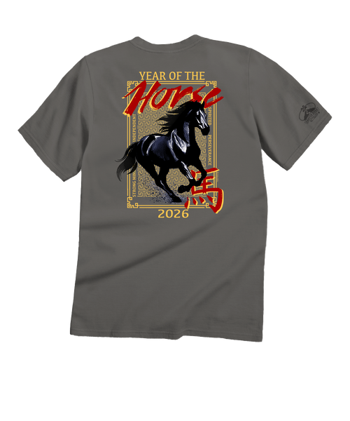 トップス 2026Horse Collection Twin Horse Skin Top Year Of The Horse 2026 - Crater Dyed® Short Sleeve Crewneck T-Shirt