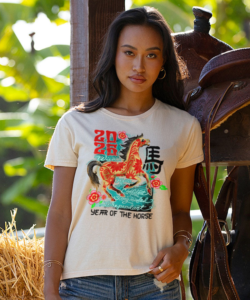 Year Of The Horse 2026 - Coconut Dyed Short Sleeve Crewneck T-Shirt