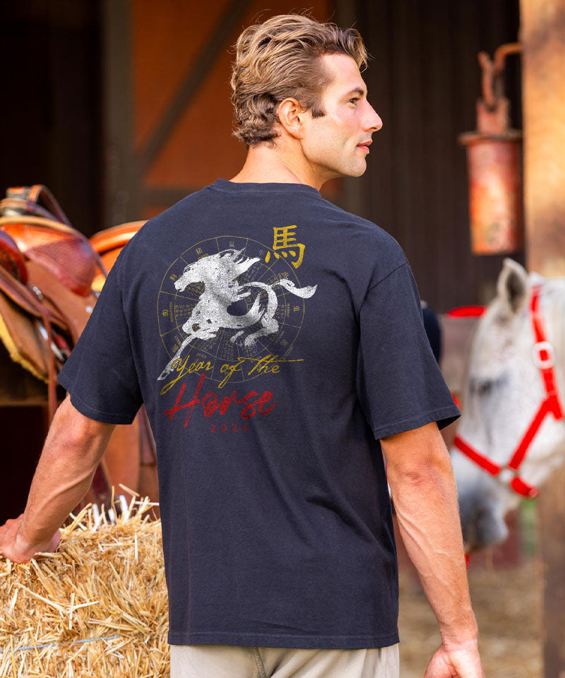 Year Of The Horse 2026 - Black Short Sleeve Crewneck T-Shirt