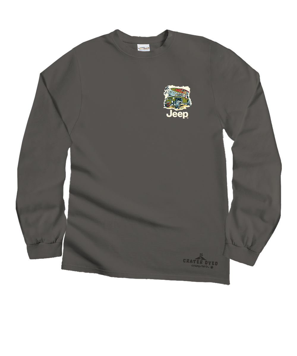 Jeep Santa Goes Anywhere - Crater Dyed® Long Sleeve Crewneck T-Shirt