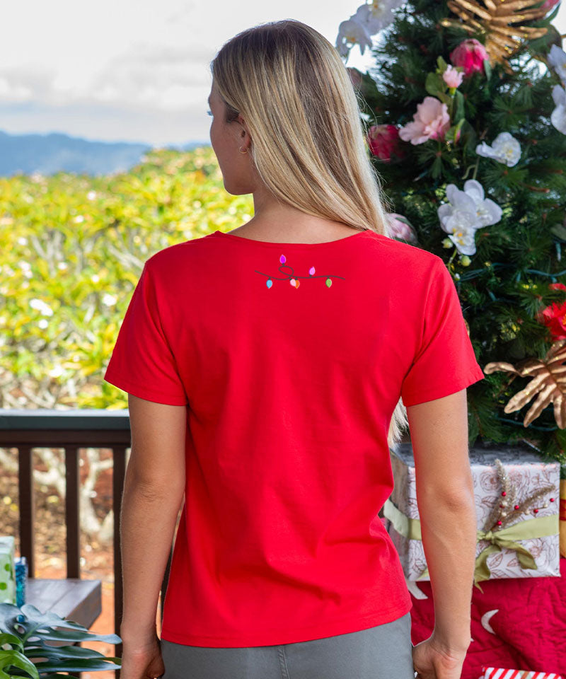 Mele Paina - Red Short Sleeve Scoop Neck T-Shirt - View 3