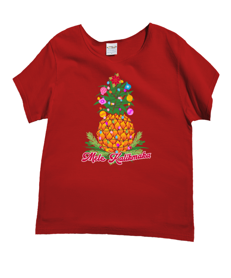 Mele Paina - Red Short Sleeve Scoop Neck T-Shirt - View 1