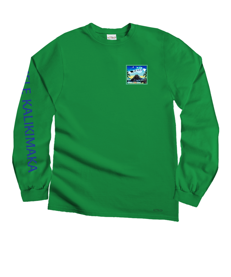 Aloha From The Islands - Christmas Green Long Sleeve Crewneck T-Shirt - View 4