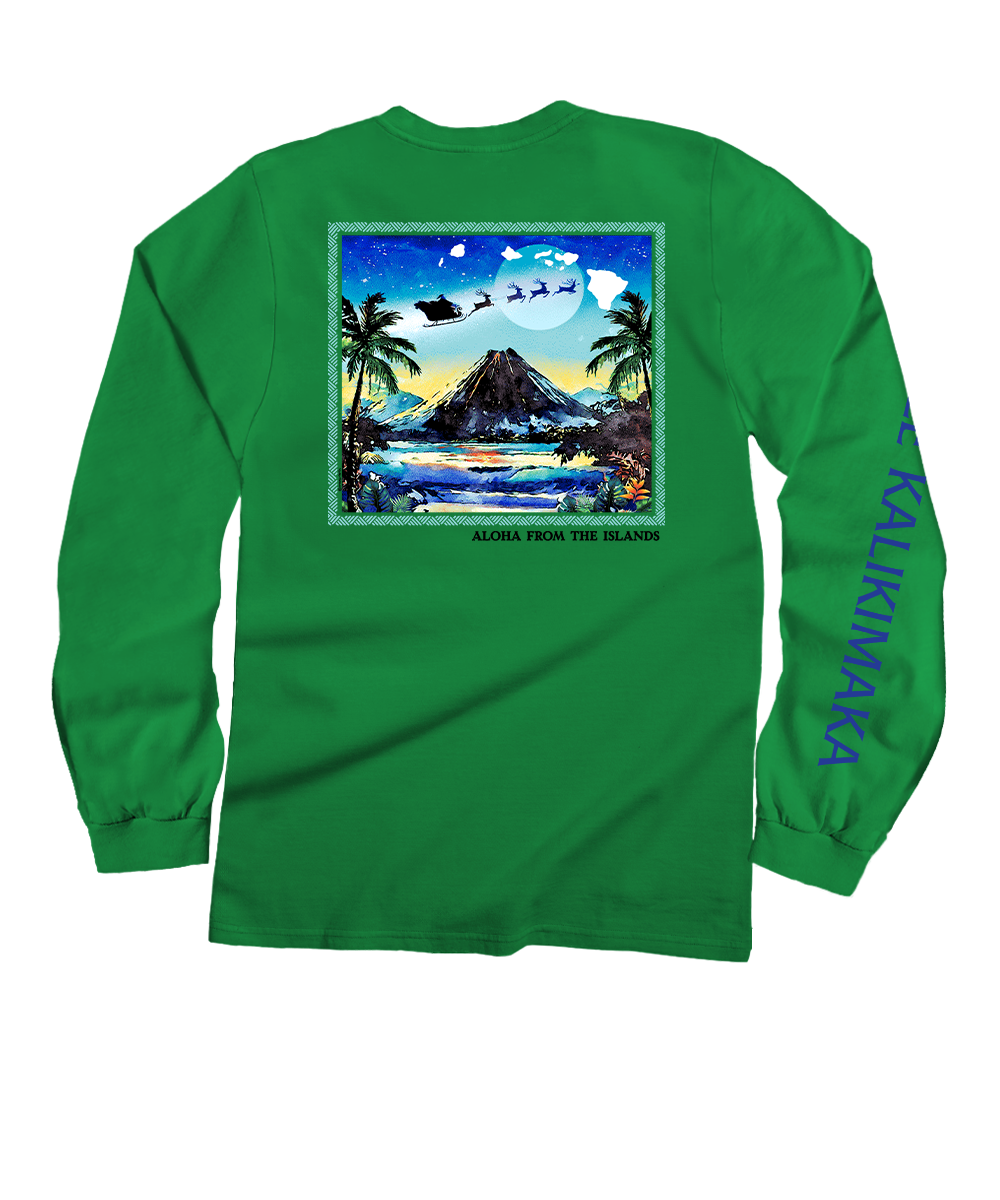 Aloha From The Islands - Christmas Green Long Sleeve Crewneck T-Shirt