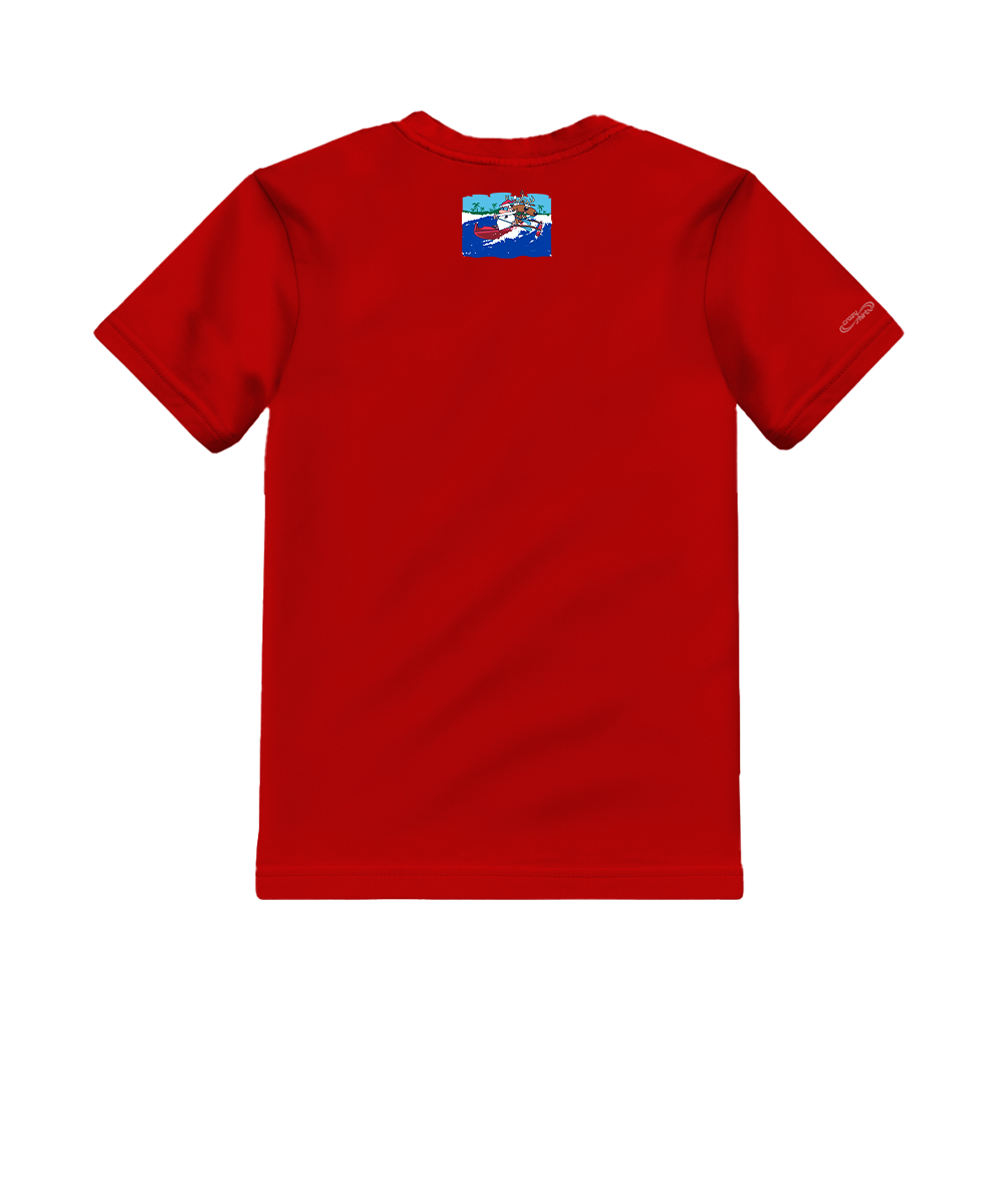 Canoe Surfing Santa - Red Short Sleeve Crewneck T-Shirt