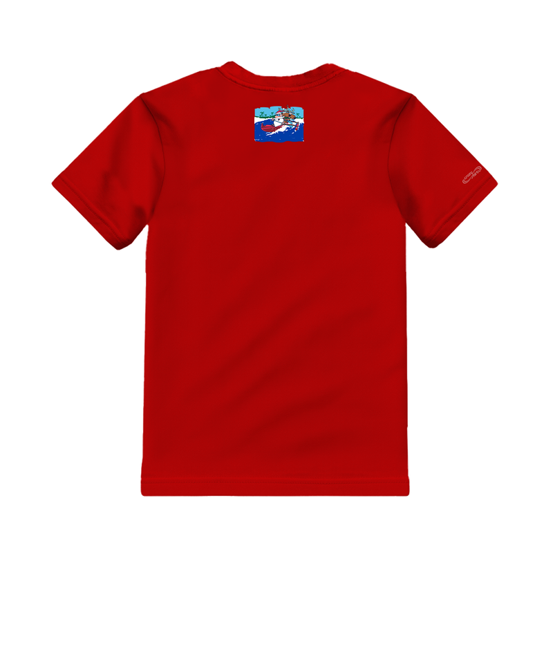 Canoe Surfing Santa - Red Short Sleeve Crewneck T-Shirt - View 4