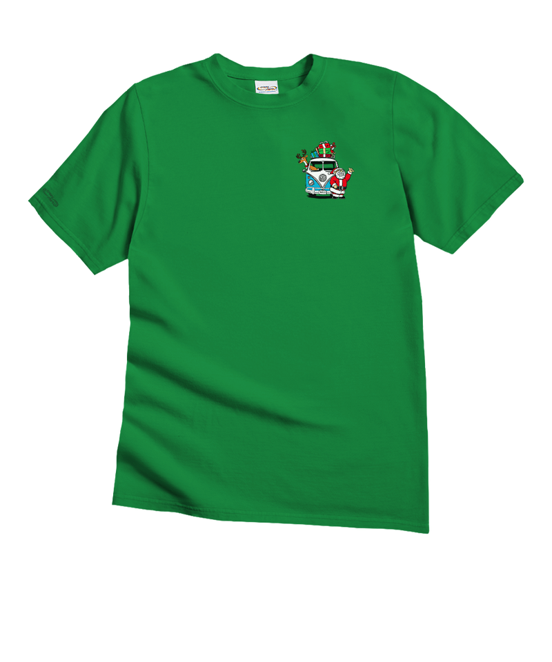 Volkswagen Hold On For Deer Life - Christmas Green Short Sleeve Crewneck T-Shirt - View 4