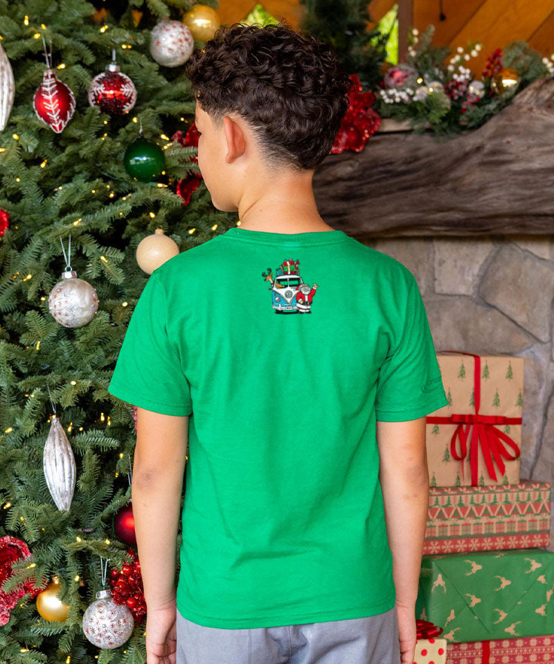 Volkswagen Hold On For Deer Life - Christmas Green Short Sleeve Crewneck T-Shirt - View 3