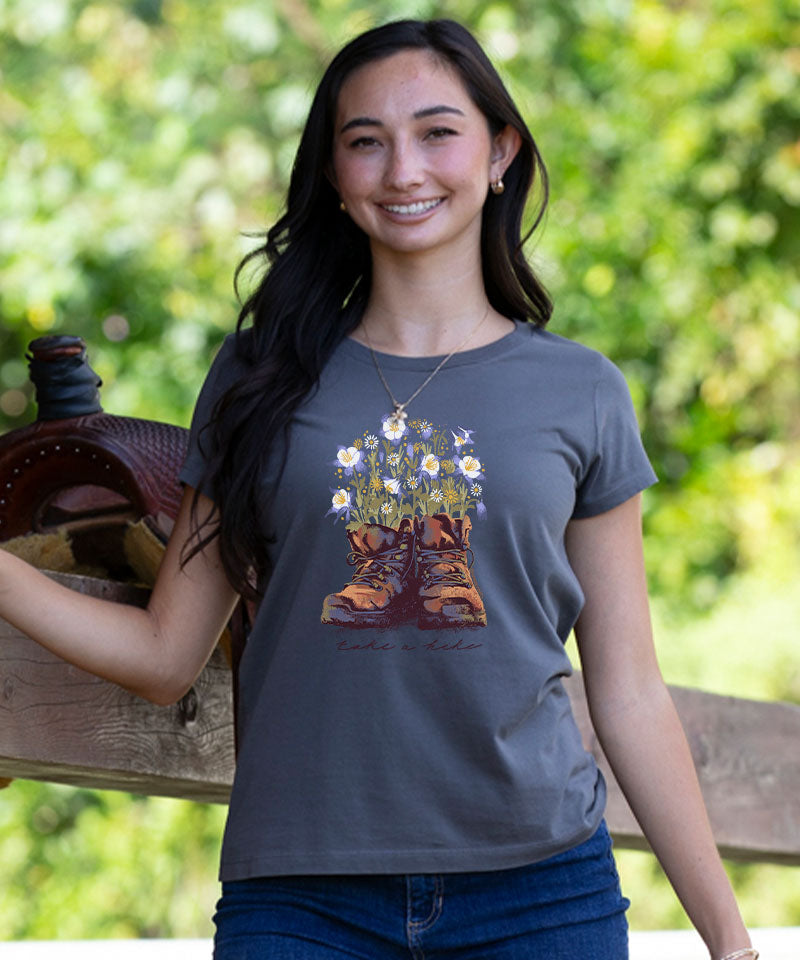 Columbine Boots - Graphite Short Sleeve Pima T-Shirt