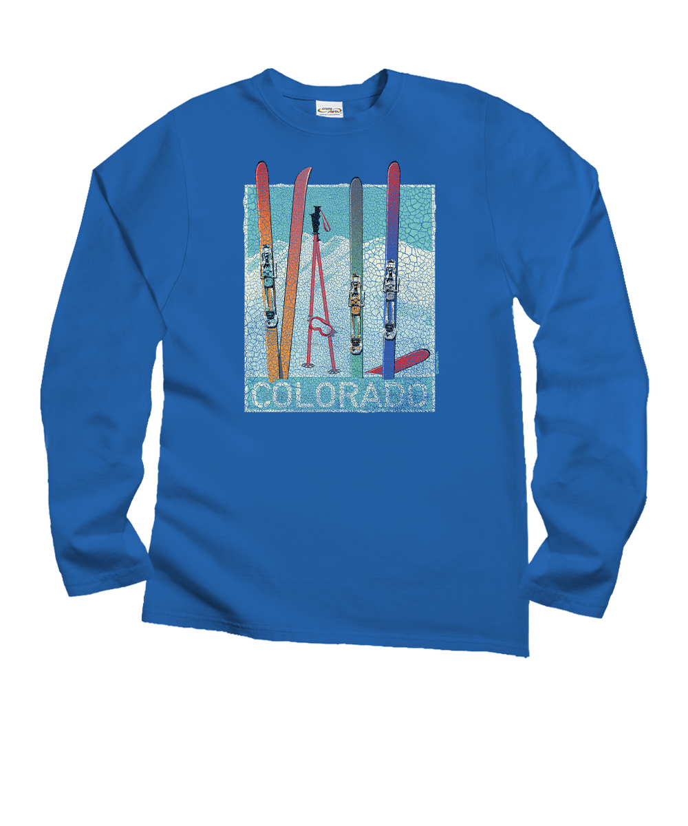 Vail Skis - Blue Hawaii Dyed Long Sleeve Crewneck T-Shirt