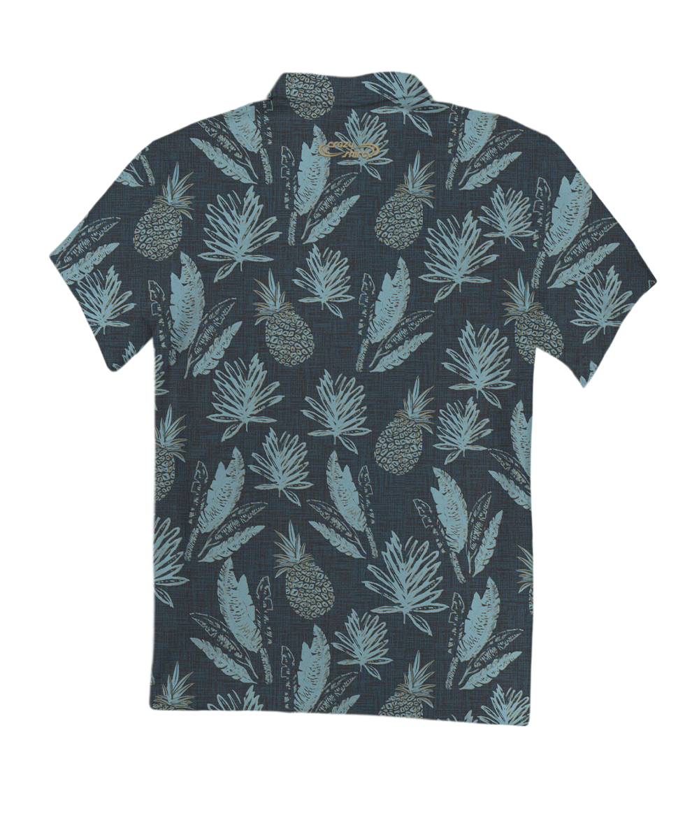 Short-sleeve shirt with pineapple and leaf pattern on a white background View 4