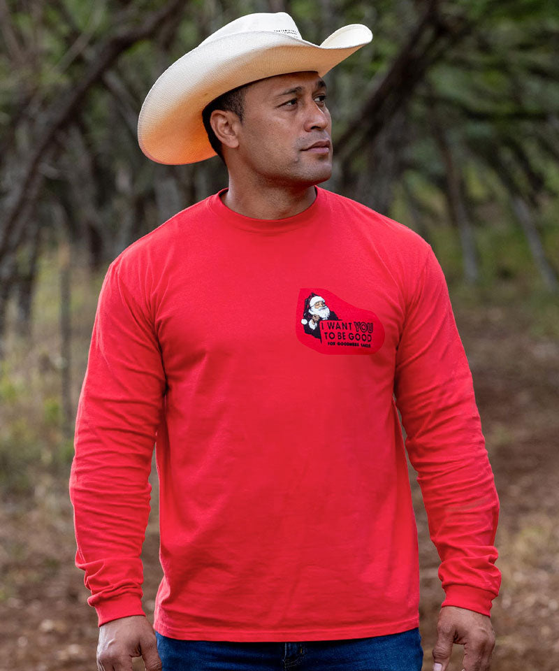 Be Good - Red Long Sleeve Crewneck T-Shirt - View 3