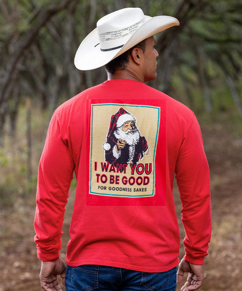 Be Good - Red Long Sleeve Crewneck T-Shirt - View 2