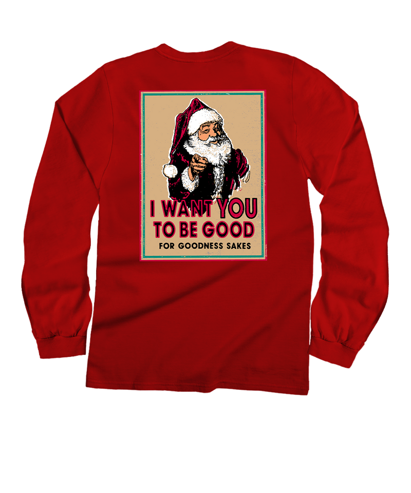 Be Good - Red Long Sleeve Crewneck T-Shirt - View 1