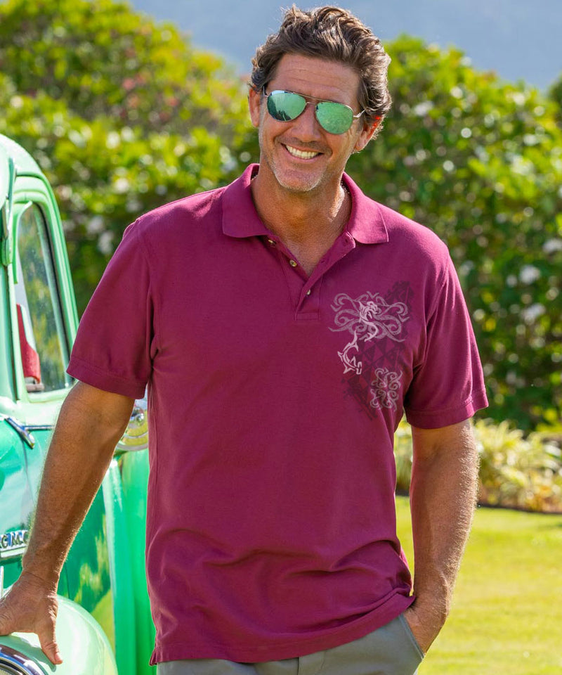 Mano Tapa - Wine Dyed Short Sleeve Oceanfront Polo Shirt