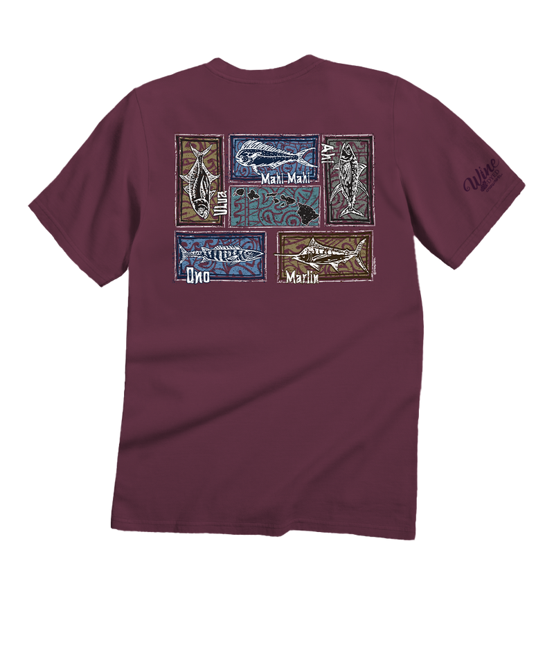 Fish Blocks - Wine Dyed Short Sleeve Crewneck T-Shirt