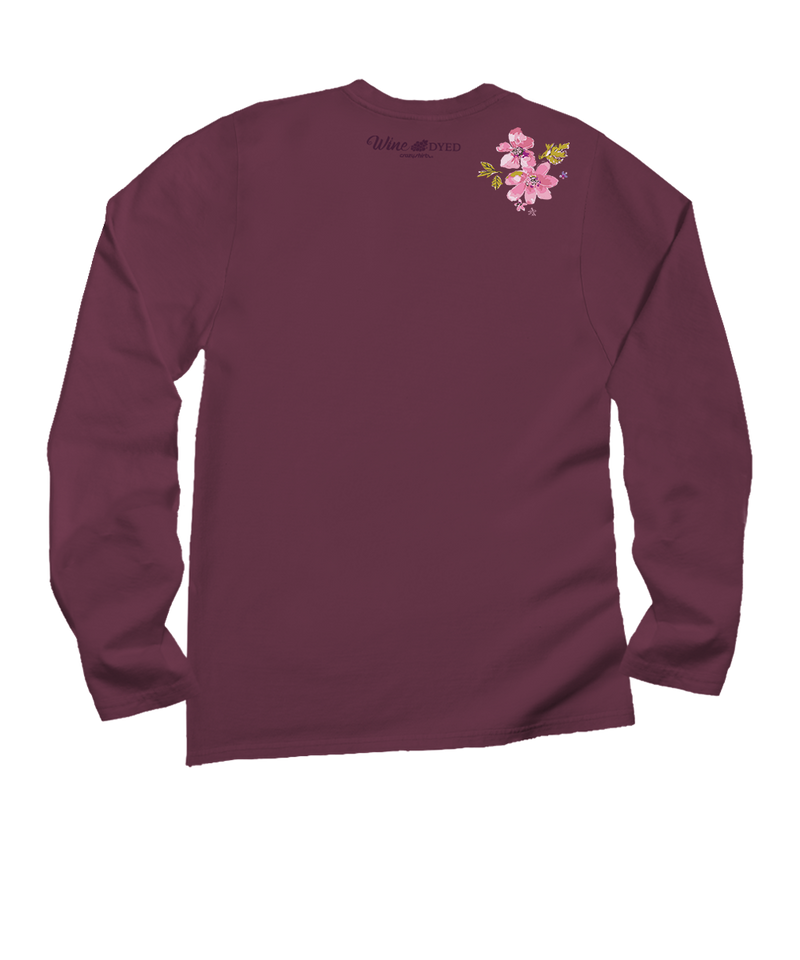 Splash Of Floral - Wine Dyed Long Sleeve Crewneck T-Shirt