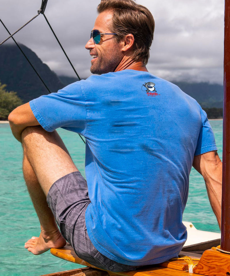 Sharka™ Linear Band - Blue Hawaii Dyed Short Sleeve Crewneck T-Shirt