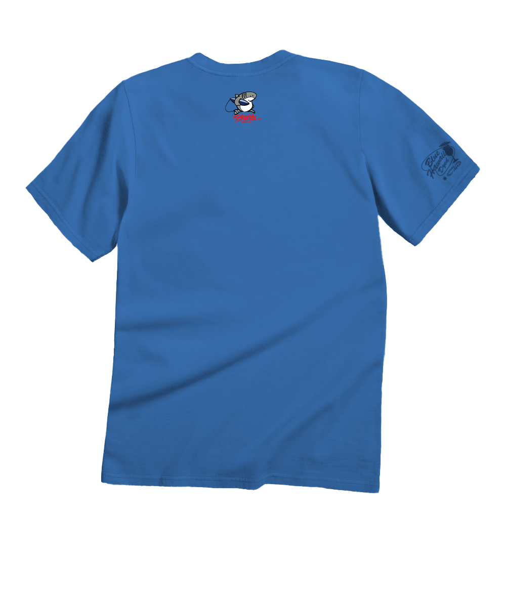 Sharka™ Linear Band - Blue Hawaii Dyed Short Sleeve Crewneck T-Shirt Sharka™ Linear Band - Blue Hawaii Dyed Short Sleeve Crewneck T-Shirt