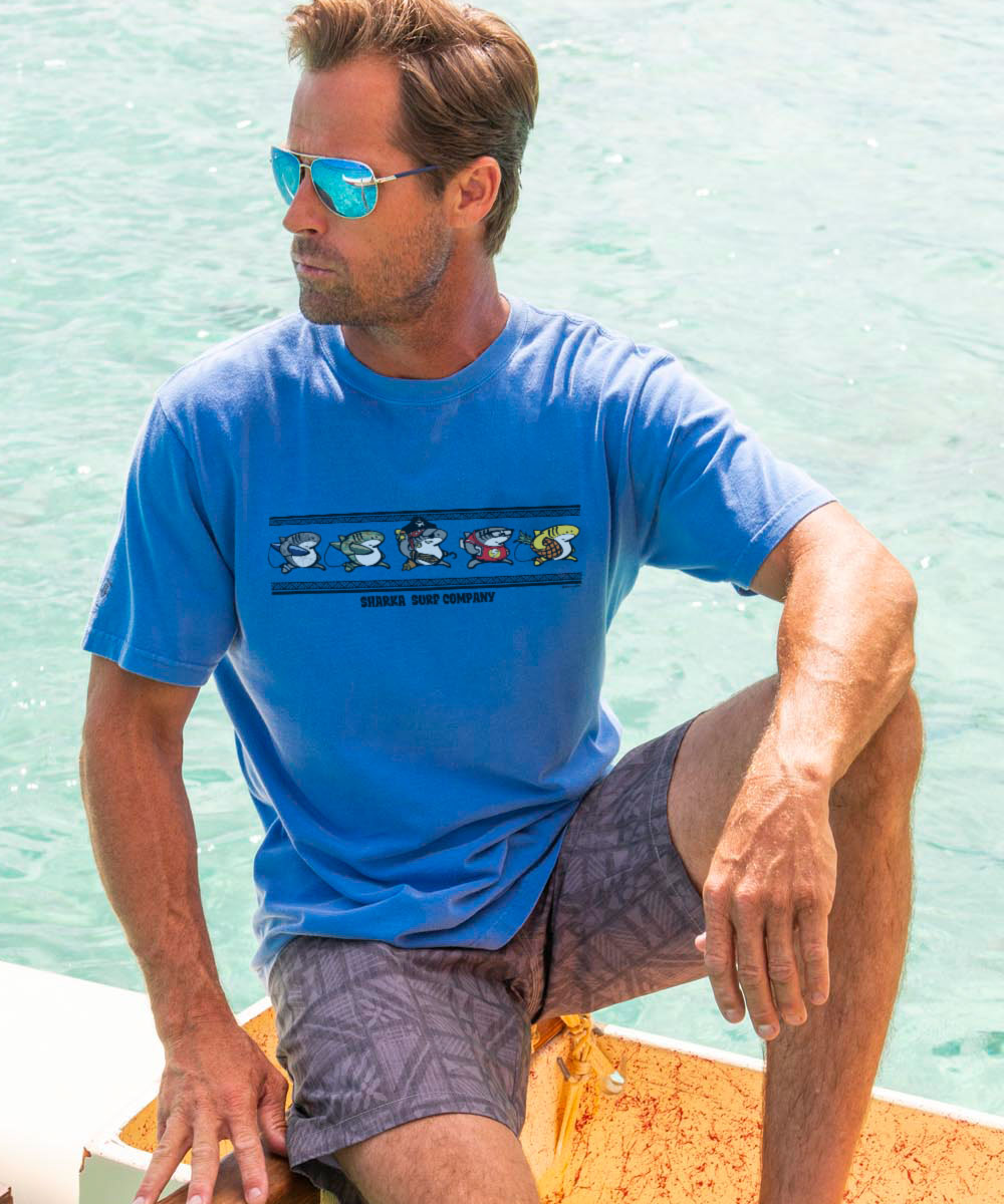 Sharka™ Linear Band - Blue Hawaii Dyed Short Sleeve Crewneck T-Shirt