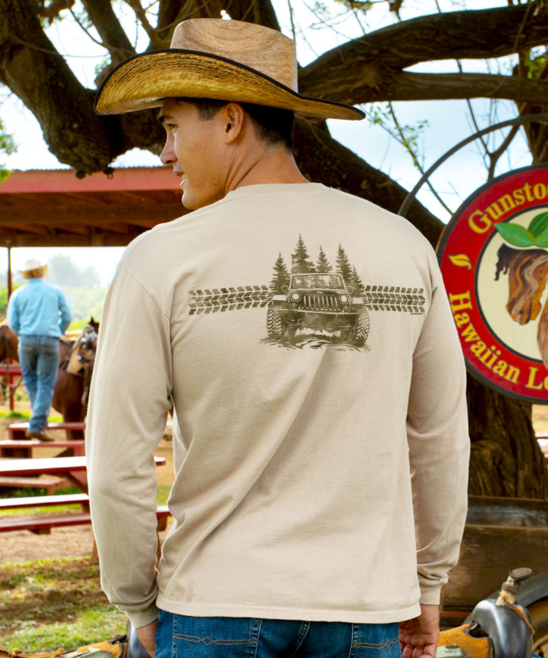 Jeep Jeep Pines - Kona Coffee Dyed Long Sleeve Crewneck T-Shirt